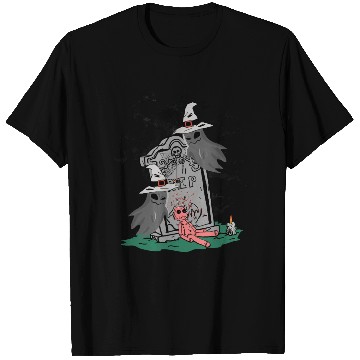 Discover Spooky Witch and Doll Halloween Illustration T Shirts