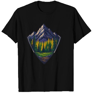 Discover Mountain Wilderness Nature Shield T Shirts