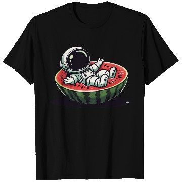 Discover Playful Astronaut on Watermelon Slice T Shirts