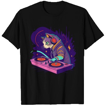Discover Cosmic Cat DJ T Shirts