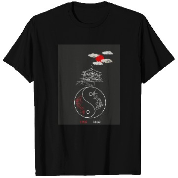 Discover Zen Balance Koi and Pagoda Design T Shirts