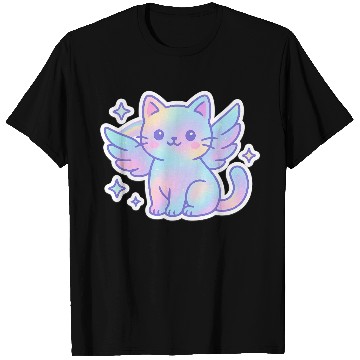 Discover Celestial Winged Cat Illustration T Shirts