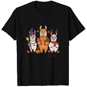 Discover Hallothanksmas Llama Trio Halloween Xmas T Shirts Gift