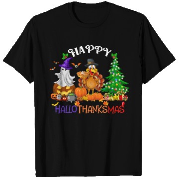 Discover Retro Happy HalloThanksMas  T Shirts