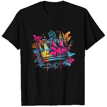 Discover Vibrant Graffiti Crown Design T Shirts