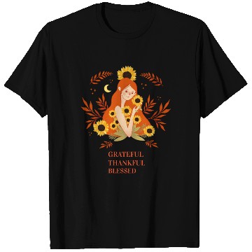 Discover Graceful Sunflower Meditation Design T Shirts
