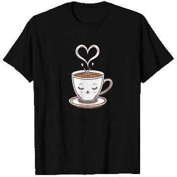 Discover Charming Coffee Heart Illustration T Shirts