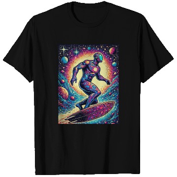 Discover Cosmic Surfer Astronaut Illustration T Shirts