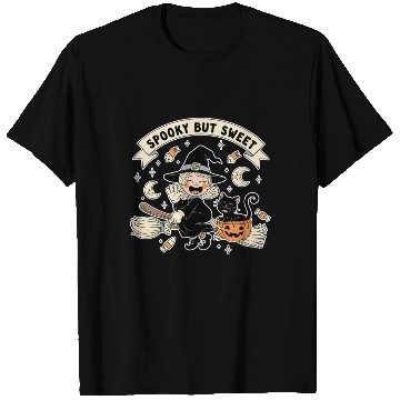 Discover Whimsical Halloween Witch and Cat Design T Shirts