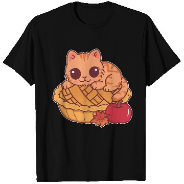 Discover Kawaii Cat on Autumn Apple Pie T Shirts