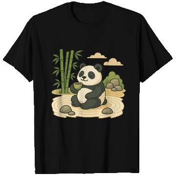 Discover Serene Panda in Bamboo Garden T Shirts