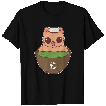 Discover Kawaii Cat in Matcha Onsen T Shirts