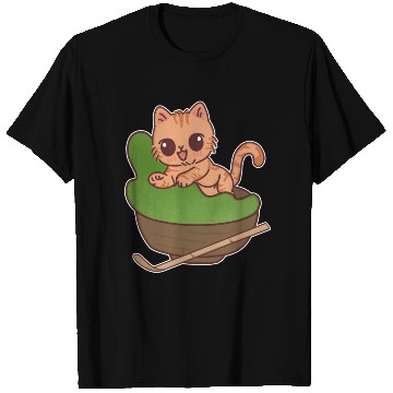 Discover Kawaii Cat in Matcha Tea Bowl T Shirts