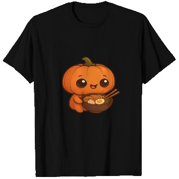 Discover Chibi Pumpkin with Ramen Bowl Kawaii Art T Shirts