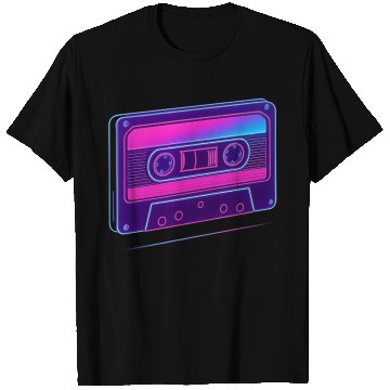 Discover Neon Cassette Tape Retro Design T Shirts
