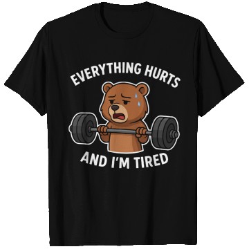 Discover Bear Lifting Weights with Sad Expression T Shirts