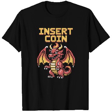 Discover Pixel Art Retro Dragon Insert Coin Design T Shirts