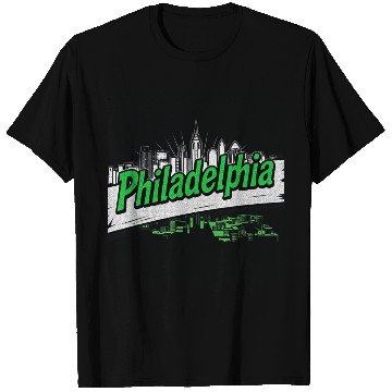 Discover Philadelphia Skyline Neon Design T Shirts