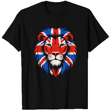 Discover Lion with British Flag Mane T Shirts