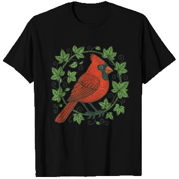 Discover Vibrant Cardinal Amidst Ivy Leaves T Shirts