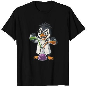 Discover Crazy Professor Penguin Chemist Nerd Experiment T Shirts