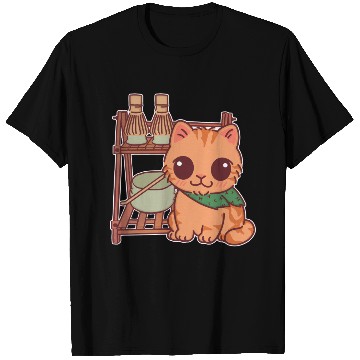 Discover Kawaii Cat at Matcha Station T Shirts