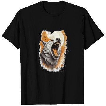 Discover Howling Wolf Under Full Moon T Shirts