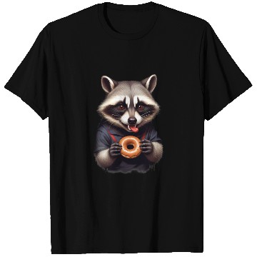 Discover Vampire Racoon with Donut Illustration T Shirts