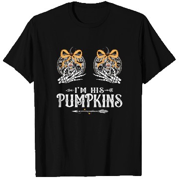 Discover Skeleton Halloween couple I'm his pumpkins T Shirts