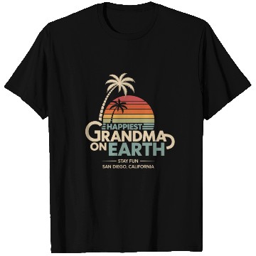 Discover Happiest Grandma on Earth Sunset Design T Shirts