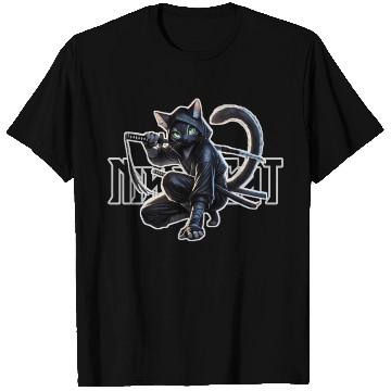 Discover Stealthy Black Cat Ninjutsu Design T Shirts