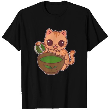 Discover Kawaii Cat Barista Making Matcha Tea T Shirts