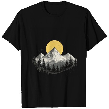 Discover Mountain Silhouette with Full Moon T Shirts