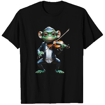 Discover Elegant Monkey Playing Violin Art T Shirts
