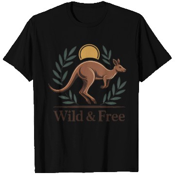 Discover Kangaroo Embrace with Nature Motif T Shirts