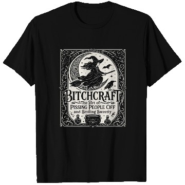 Discover Witch Flying on Broomstick with Crows T Shirts