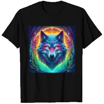 Discover Mystic Luminescent Wolf Artwork T Shirts