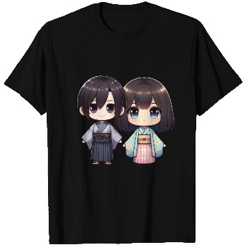 Discover Chibi Kawaii Traditional Kimono Duo T Shirts