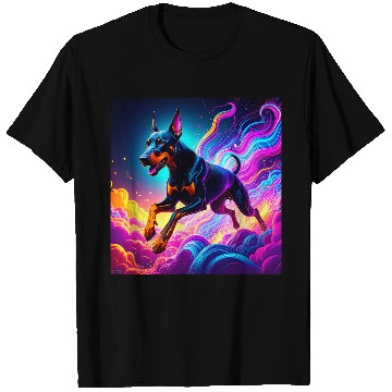 Discover Neon Doberman Illustration T Shirts