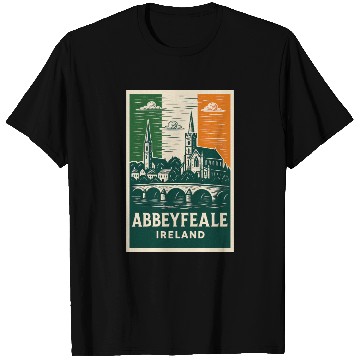 Discover Abbeyfale Ireland Church Skyline T Shirts