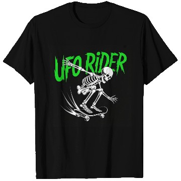 Discover UFO Skeleton Skateboard Design T Shirts