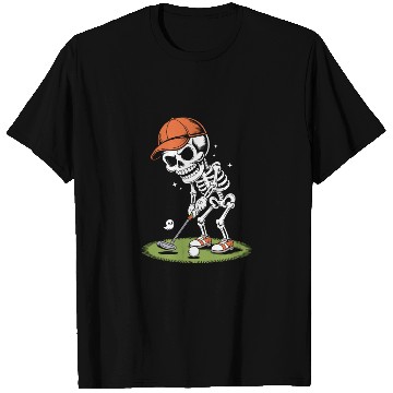 Discover Playful Skeleton Golfer with Cap T Shirts
