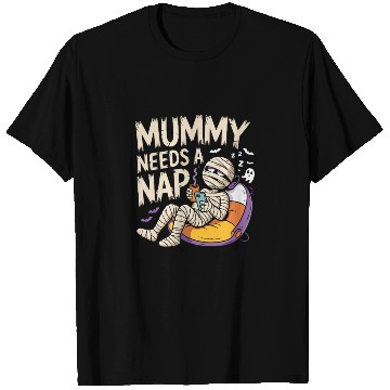 Discover Mummy with Coffee Napping Design T Shirts