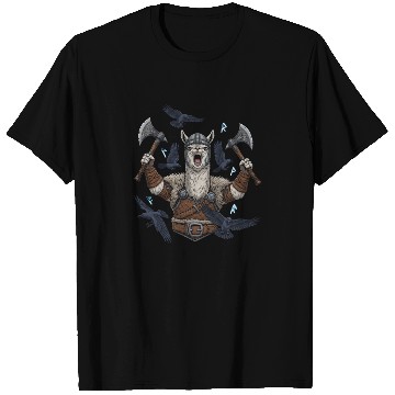 Discover Viking Alpaca Warrior Illustration T Shirts