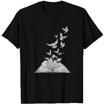 Discover Flying Doves Over Open Book Design T Shirts