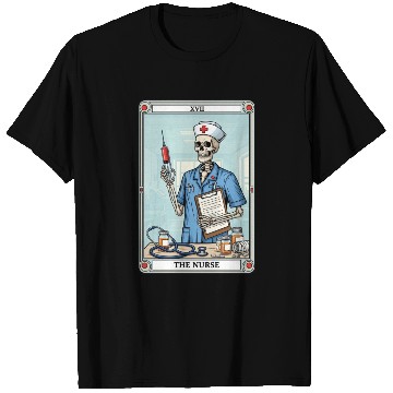 Discover Skeleton Nurse Tarot Card Halloween T Shirts