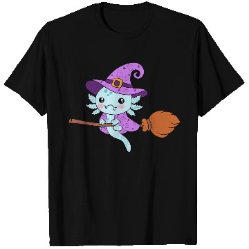 Discover Cute Halloween Witch axolotl Design T Shirts