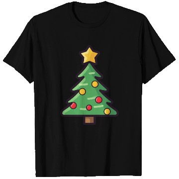 Discover Festive Christmas Tree with Colorful Ornaments T Shirts