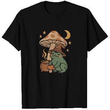 Discover Witch Frog with Mushroom and Night Sky T Shirts