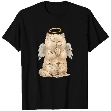 Discover Heavenly Praying Cat with Angel Wings T Shirts